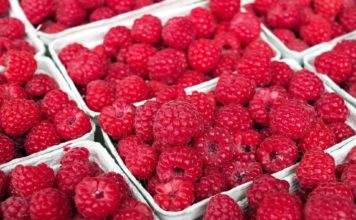 Himmliches mit Himbeeren – Rezept: Milchshake mit Mandelnmilch und Erdnußbutter, Himbeeren und Bananen