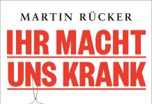 „Ihr macht uns krank“ von Martin Rücker – Annotation zu einem Sachbuch über „die fatalen Folgen deutscher Ernährungspolitik und die Macht der Lebensmittellobby“ Cover von „Ihr macht uns krank“ von Martin Rücker: Das Cover zeigt einen Infusionsbeutel mit ungesundem Essen, darunter in großen roten Buchstaben der Titel und die Unterzeile in kleinerer Schrift.